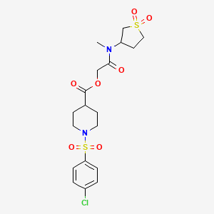 molecular formula C19H25ClN2O7S2 B12855037 2-((1,1-Dioxidotetrahydrothiophen-3-yl)(methyl)amino)-2-oxoethyl 1-((4-chlorophenyl)sulfonyl)piperidine-4-carboxylate 