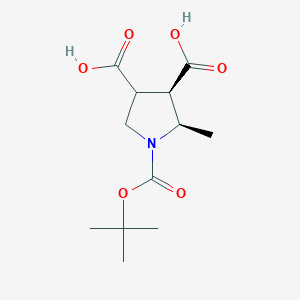 molecular formula C12H19NO6 B12855333 Rel-(2R,3R)-1-(tert-butoxycarbonyl)-2-methylpyrrolidine-3,4-dicarboxylic acid 