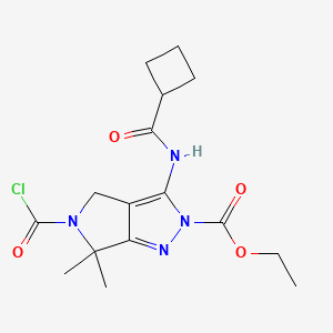 molecular formula C16H21ClN4O4 B12855937 Ethyl 5-(chlorocarbonyl)-3-(cyclobutanecarboxamido)-6,6-dimethyl-5,6-dihydropyrrolo[3,4-c]pyrazole-2(4H)-carboxylate 