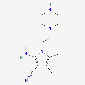 molecular formula C13H21N5 B1285690 2-amino-4,5-dimethyl-1-(2-piperazin-1-ylethyl)-1H-pyrrole-3-carbonitrile CAS No. 929974-71-0