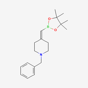 molecular formula C19H28BNO2 B12857535 1-Benzyl-4-((4,4,5,5-tetramethyl-1,3,2-dioxaborolan-2-yl)methylene)piperidine 