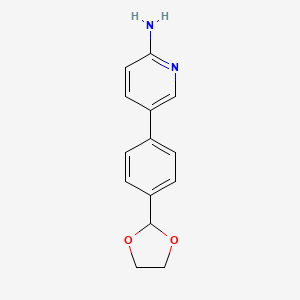 molecular formula C14H14N2O2 B12857785 5-[4-(1,3-Dioxolan-2-yl)phenyl]-2-pyridinamine 