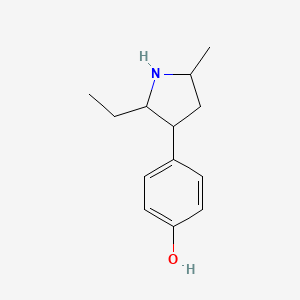molecular formula C13H19NO B12858026 4-(2-Ethyl-5-methyl-3-pyrrolidinyl)phenol 