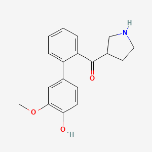 molecular formula C18H19NO3 B12858027 (4'-Hydroxy-3'-methoxy-[1,1'-biphenyl]-2-yl)(pyrrolidin-3-yl)methanone 
