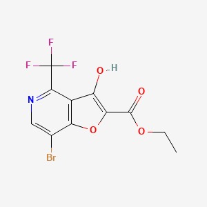molecular formula C11H7BrF3NO4 B12858284 Ethyl 7-bromo-3-hydroxy-4-(trifluoromethyl)furo[3,2-c]pyridine-2-carboxylate 