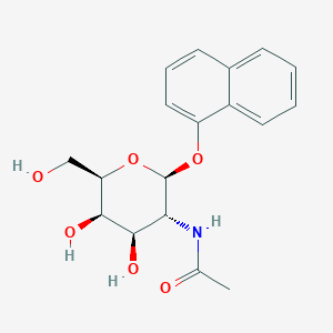 molecular formula C18H21NO6 B12858345 N-[(2S,3R,4R,5R,6R)-4,5-dihydroxy-6-(hydroxymethyl)-2-naphthalen-1-yloxyoxan-3-yl]acetamide 