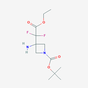 molecular formula C12H20F2N2O4 B12858459 tert-Butyl 3-amino-3-(2-ethoxy-1,1-difluoro-2-oxo-ethyl)azetidine-1-carboxylate 