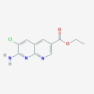 molecular formula C11H10ClN3O2 B12858554 Ethyl 7-amino-6-chloro-1,8-naphthyridine-3-carboxylate 