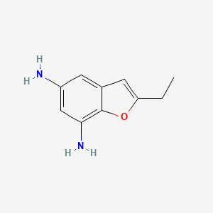 molecular formula C10H12N2O B12858609 2-Ethylbenzofuran-5,7-diamine 