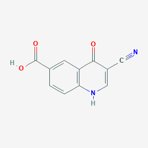 molecular formula C11H6N2O3 B12858876 6-Quinolinecarboxylic acid, 3-cyano-1,4-dihydro-4-oxo- 