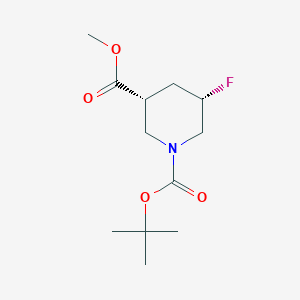 molecular formula C12H20FNO4 B12859165 Rel-1-(tert-butyl) 3-methyl (3R,5S)-5-fluoropiperidine-1,3-dicarboxylate 
