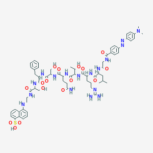 molecular formula C65H87N17O16S B128596 DABCYL-Gly-Leu-Arg-Thr-Gln-Ser-Phe-Ser-EDANS CAS No. 145682-87-7