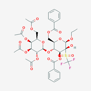 molecular formula C37H41F3O19S B12859834 Ethyl-3,6-di-O-benzoyl-2-trifluoromethanesulfonyl-4-O-(2,3,4,6-tetra-O-acetyl-b-D-galactopyranosyl)-b-D-mannopyranoside 