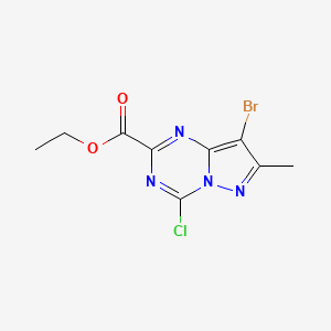molecular formula C9H8BrClN4O2 B12859864 Ethyl 8-bromo-4-chloro-7-methyl-pyrazolo[1,5-a][1,3,5]triazine-2-carboxylate 