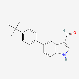 molecular formula C19H19NO B12859906 5-(4-Tert-butylphenyl)-1H-indole-3-carbaldehyde 