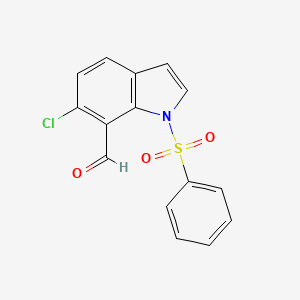 molecular formula C15H10ClNO3S B12859913 6-Chloro-1-(phenylsulfonyl)-1H-indole-7-carbaldehyde 