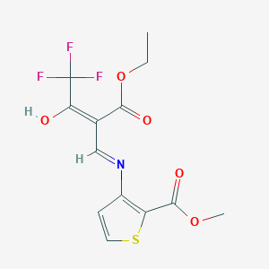 molecular formula C13H12F3NO5S B12859949 Methyl 3-{[2-(ethoxycarbonyl)-4,4,4-trifluoro-3-oxobut-1-enyl]amino}thiophene-2-carboxylate 