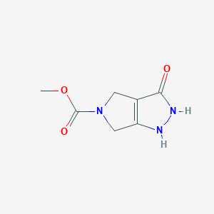 molecular formula C7H9N3O3 B12859970 Pyrrolo[3,4-c]pyrazole-5(1H)-carboxylic acid, 2,3,4,6-tetrahydro-3-oxo-, methyl ester 