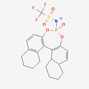 molecular formula C21H23F3NO5PS B12859979 1,1,1-trifluoro-N-(13-oxo-12,14-dioxa-13λ5-phosphapentacyclo[13.8.0.02,11.03,8.018,23]tricosa-1(15),2(11),3(8),9,16-pentaen-13-yl)methanesulfonamide 