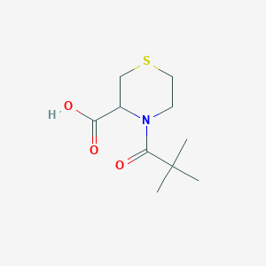 molecular formula C10H17NO3S B12860030 4-(2,2-Dimethylpropanoyl)thiomorpholine-3-carboxylic acid 