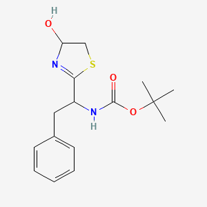 molecular formula C16H22N2O3S B12860180 tert-Butyl (1-(4-hydroxy-4,5-dihydrothiazol-2-yl)-2-phenylethyl)carbamate 