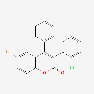 molecular formula C21H12BrClO2 B12860252 6-Bromo-3-(2-chlorophenyl)-4-phenylchromen-2-one CAS No. 5789-56-0
