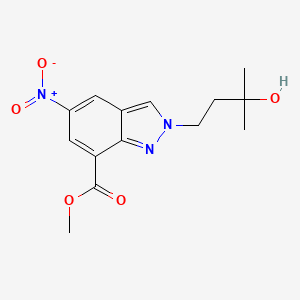 molecular formula C14H17N3O5 B12860344 Methyl 2-(3-hydroxy-3-methylbutyl)-5-nitro-2H-indazole-7-carboxylate 