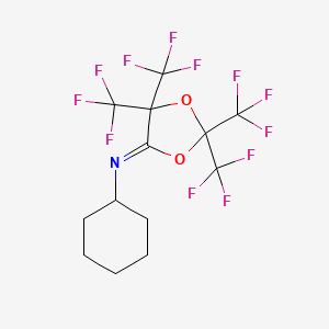 molecular formula C13H11F12NO2 B12860392 N-Cyclohexyl-2,2,5,5-tetrakis(trifluoromethyl)-1,3-dioxolan-4-imine 