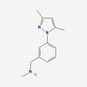 molecular formula C13H17N3 B1286103 1-[3-(3,5-dimethyl-1H-pyrazol-1-yl)phenyl]-N-methylmethanamine CAS No. 956804-32-3