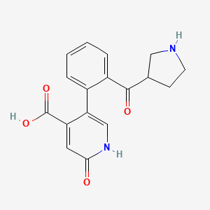 molecular formula C17H16N2O4 B12861127 2-Hydroxy-5-(2-(pyrrolidine-3-carbonyl)phenyl)isonicotinic acid 