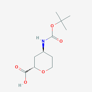 molecular formula C11H19NO5 B12861800 trans-4-{[(Tert-butoxy)carbonyl]amino}oxane-2-carboxylic acid 