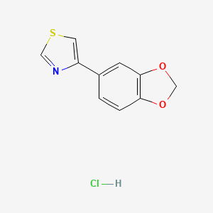 molecular formula C10H8ClNO2S B1286188 4-(1,3-Benzodioxol-5-yl)-1,3-thiazole, HCl 