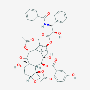 molecular formula C47H51NO15 B128620 [(1S,2S,3R,4S,7R,9S,10S,12R,15S)-4,12-Diacetyloxy-15-[(2R,3S)-3-benzamido-2-hydroxy-3-phenylpropanoyl]oxy-1,9-dihydroxy-10,14,17,17-tetramethyl-11-oxo-6-oxatetracyclo[11.3.1.03,10.04,7]heptadec-13-en-2-yl] 3-hydroxybenzoate CAS No. 132160-31-7