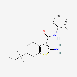 molecular formula C21H28N2OS B1286218 2-Amino-6-tert-pentyl-N-o-tolyl-4,5,6,7-tetrahydrobenzo[b]thiophene-3-carboxamide CAS No. 667436-31-9