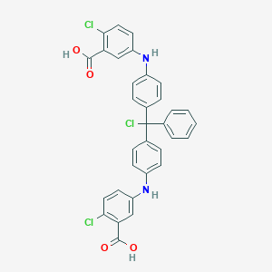 molecular formula C33H23Cl3N2O4 B128622 5-[4-[[4-(3-Carboxy-4-chloroanilino)phenyl]-chloro-phenylmethyl]anilino]-2-chlorobenzoic acid CAS No. 143193-31-1