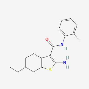 molecular formula C18H22N2OS B1286222 2-amino-6-ethyl-N-(2-methylphenyl)-4,5,6,7-tetrahydro-1-benzothiophene-3-carboxamide CAS No. 667437-83-4