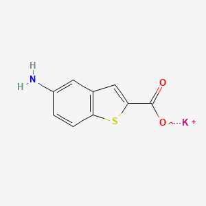 molecular formula C9H6KNO2S B1286297 Potassium;5-amino-1-benzothiophene-2-carboxylate 