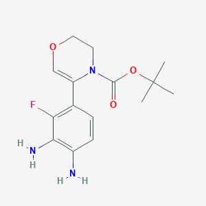 molecular formula C15H20FN3O3 B12863086 tert-butyl 5-(3,4-diamino-2-fluorophenyl)-2H-1,4-oxazine-4(3H)-carboxylate 