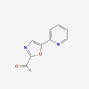 molecular formula C9H6N2O2 B12863114 5-Pyridin-2-YL-oxazole-2-carbaldehyde CAS No. 342601-38-1