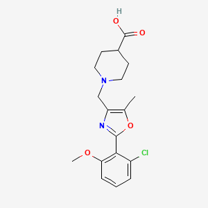 molecular formula C18H21ClN2O4 B12863143 1-((2-(2-Chloro-6-methoxyphenyl)-5-methyloxazol-4-yl)methyl)piperidine-4-carboxylic acid 