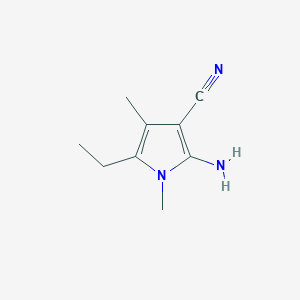 molecular formula C9H13N3 B12863236 2-Amino-5-ethyl-1,4-dimethyl-1H-pyrrole-3-carbonitrile 