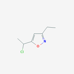 molecular formula C7H10ClNO B12863354 5-(1-Chloroethyl)-3-ethylisoxazole CAS No. 71495-00-6