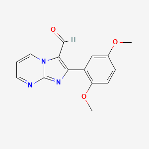 molecular formula C15H13N3O3 B1286343 2-(2,5-Dimethoxyphenyl)imidazo[1,2-a]pyrimidine-3-carbaldehyde CAS No. 891765-41-6