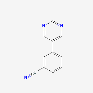 molecular formula C11H7N3 B12863461 3-(Pyrimidin-5-yl)benzonitrile 
