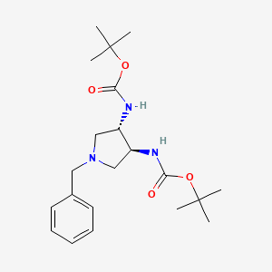 molecular formula C21H33N3O4 B12863474 Di-tert-butyl ((3S,4S)-1-benzylpyrrolidine-3,4-diyl)dicarbamate 