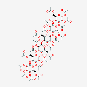molecular formula C76H102O51 B12863691 Glc2Ac3Ac4Ac6Ac(a1-4)Glc2Ac3Ac6Ac(a1-4)Glc2Ac3Ac6Ac(a1-4)Glc2Ac3Ac6Ac(a1-4)Glc2Ac3Ac6Ac(a1-4)a-Glc1Ac2Ac3Ac6Ac 