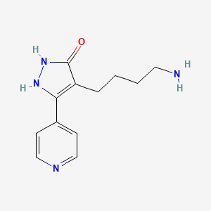 molecular formula C12H16N4O B12863756 4-(4-Aminobutyl)-5-(pyridin-4-yl)-1H-pyrazol-3(2H)-one 