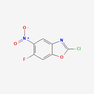 molecular formula C7H2ClFN2O3 B12863978 2-Chloro-6-fluoro-5-nitro-1,3-benzoxazole 