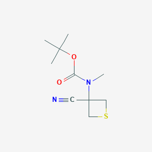 molecular formula C10H16N2O2S B12864186 tert-Butyl N-(3-cyanothietan-3-yl)-N-methyl-carbamate 