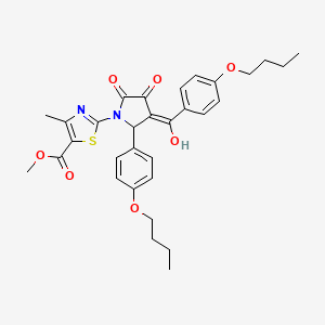 molecular formula C31H34N2O7S B12864284 Methyl 2-[3-(4-butoxybenzoyl)-2-(4-butoxyphenyl)-4-hydroxy-5-oxo-2,5-dihydro-1H-pyrrol-1-YL]-4-methyl-1,3-thiazole-5-carboxylate CAS No. 618071-67-3